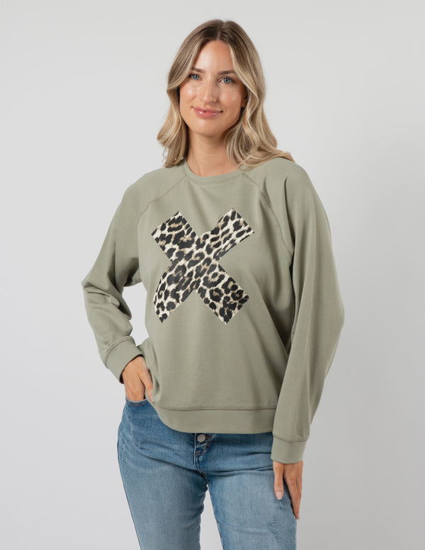 Everyday Sweater - Sage Leopard X