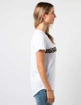 T-shirt - White with Leopard Stripe