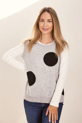 Wool Blend Spot Vest - Silver/Black