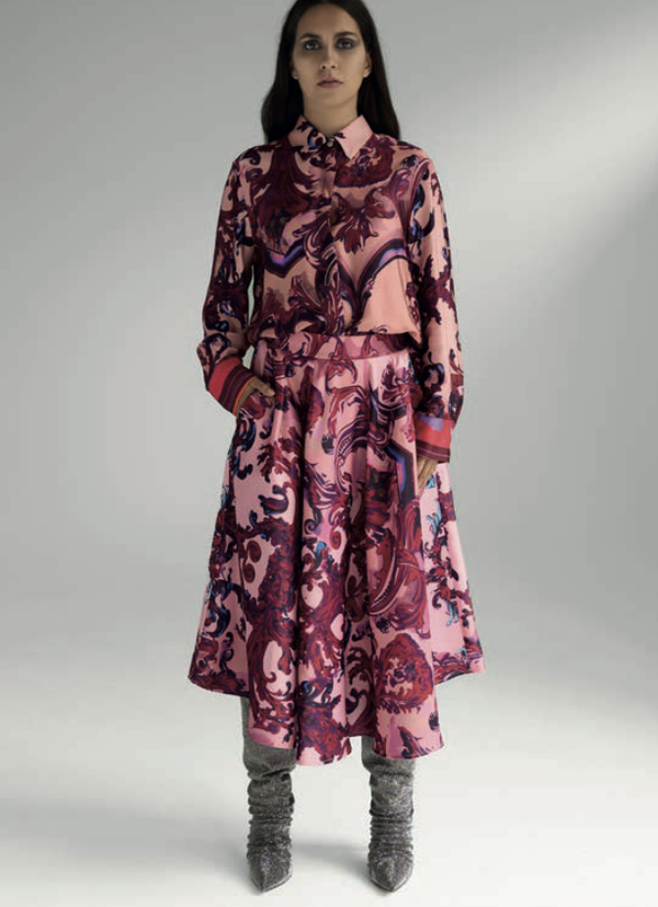 Skirt colourful Ornaments-rose/bordeaux