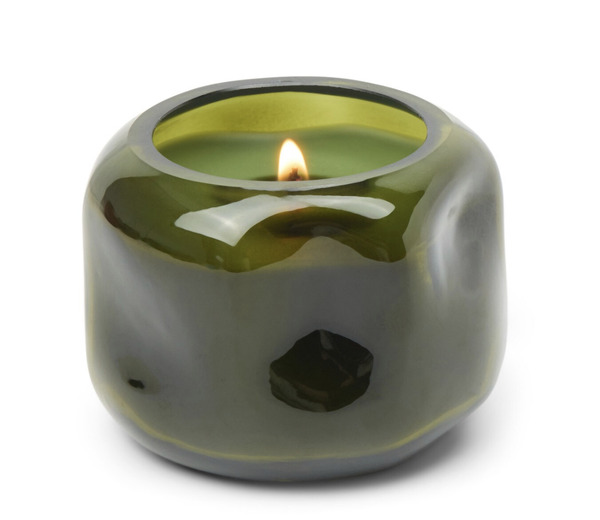 Basalt Green 5oz Organic Shaped Tinted Glass  Candle - Wild Fig & Cedar