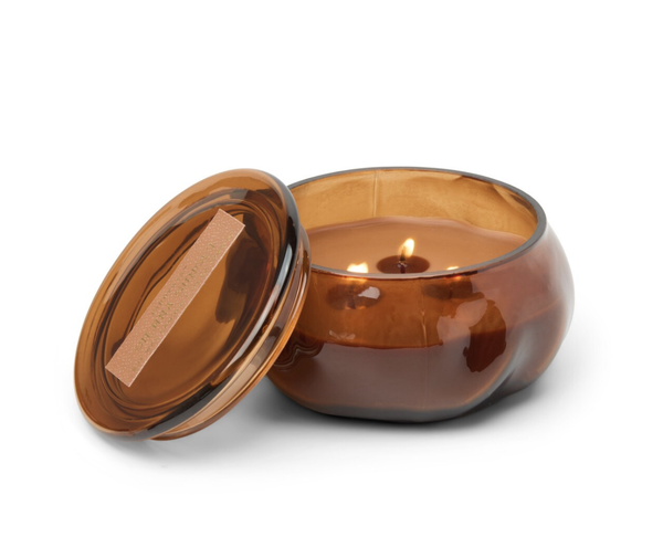 Basalt Amber 10oz Organic Shaped Tinted Glass  Candle - Sienna Sunset