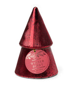 Holiday 7oz Red Ribbed Mercury Stacked. Tree Candle w Lid - Winter Berry