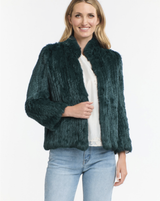 High Neck Fur Jacket - Forest