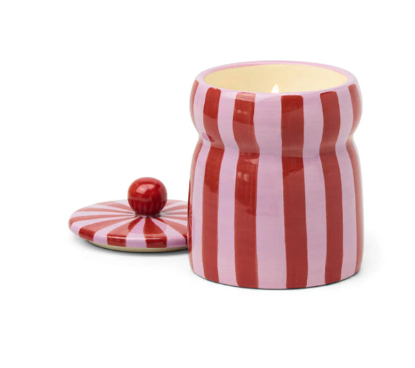 Cabana 6.5oz Red/Pink Striped Cabana w Lid - Pink Peppermint