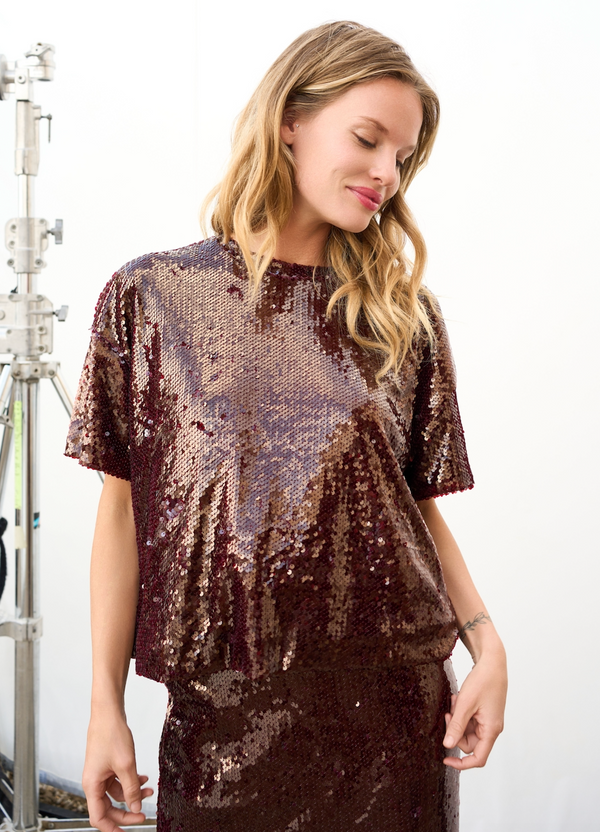 Burgundy Pailette Shirt