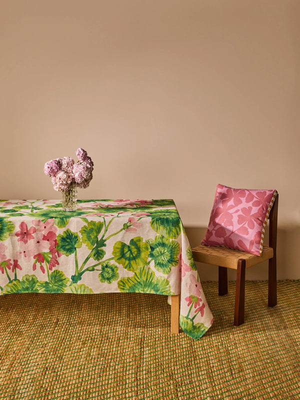 Geranium Multi Linen Tablecloth - Large 350x170cm