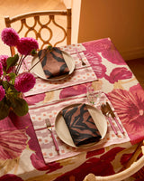Wild Pansy Pink Linen Tablecloth