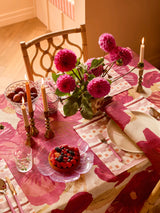 Wild Pansy Pink Linen Tablecloth