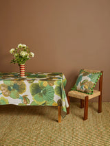 Wild Pansy Verde Linen Tablecloth