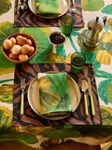 Wild Pansy Verde Linen Tablecloth