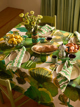 Wild Pansy Verde Linen Tablecloth