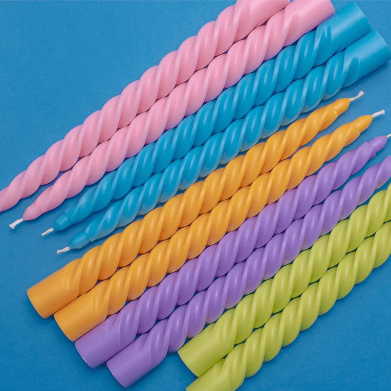 Twisted Taper 10" Tall Boxed Candles 2PK - Cyan