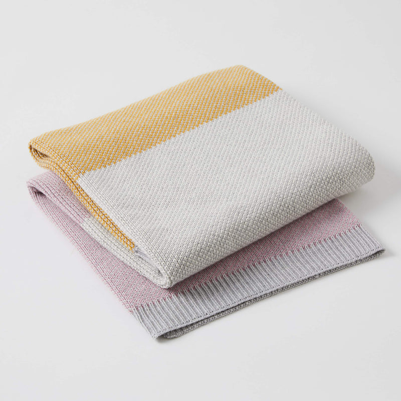 Spectacular Block Stripe Baby Blanket - Pink/Mustard