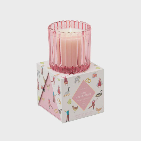 4.5oz Pink Tinted Glass In Holiday Merry Box - Pink Peppermint