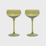 The Lou Coupe Glass - Set of 2 Olive