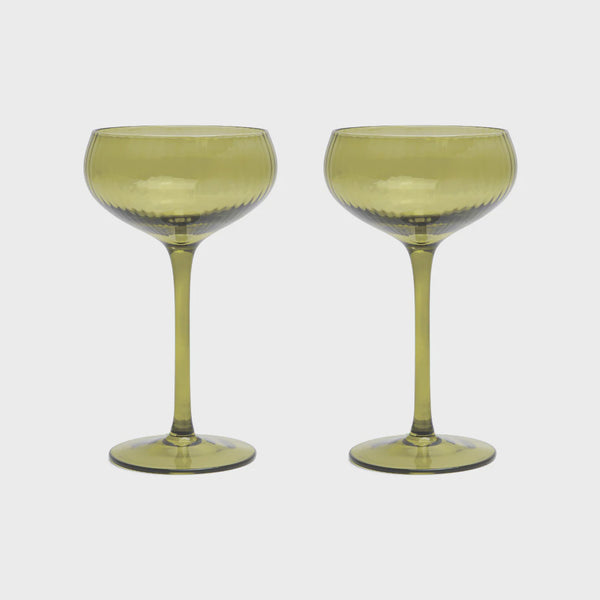 The Lou Coupe Glass - Set of 2 Olive