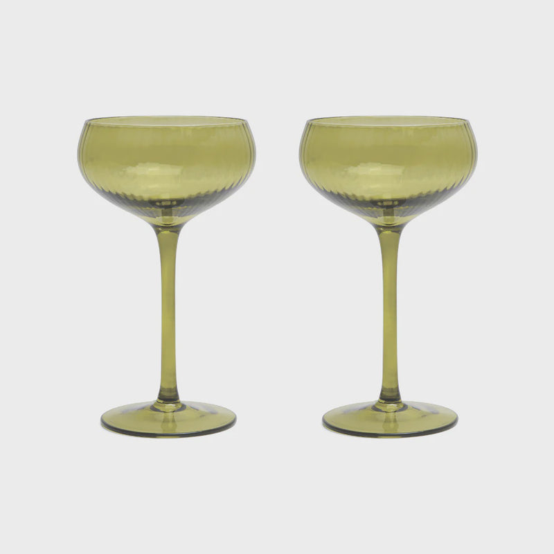 The Lou Coupe Glass - Set of 2 Olive