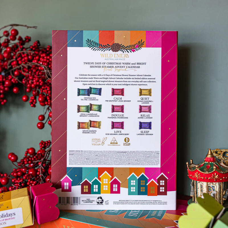 Warm and Bright 12 Days of Christmas Shower Steamer Advent Calendar