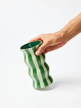 Palma Vase Tonal Green Stripe