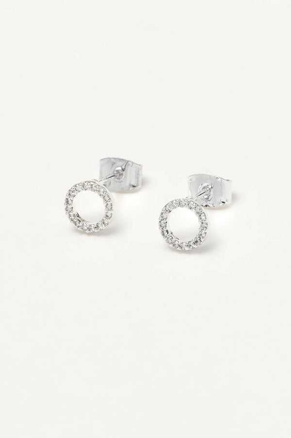 CZ Circle Earrings - Silver Plated