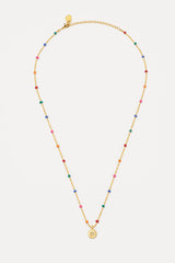 CZ Pendant Rainbow Beaded Necklace