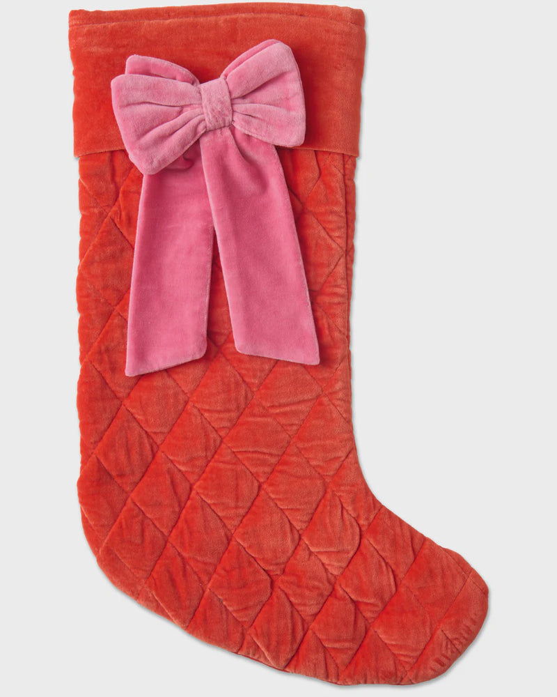 Christmas Bow Velvet Stocking