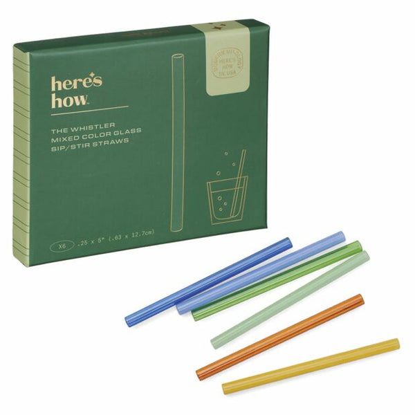 The Whistler Colored Glass Straws - Set of 6