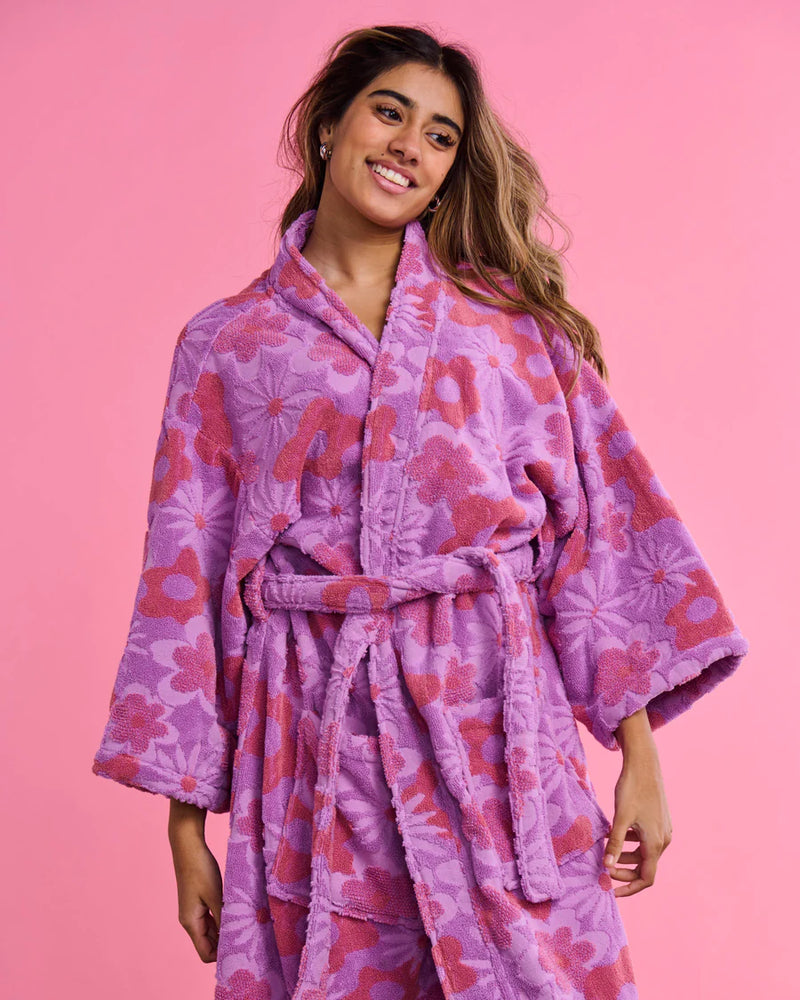 Peach Fleur Terry Bath Robe S/M