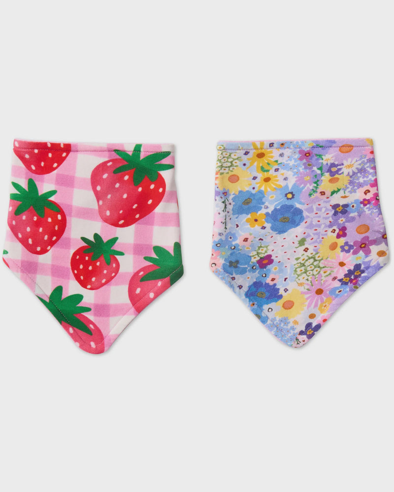 Strawberry Bloom Organic Dribble Bib Set