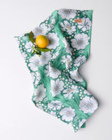 Tumbling Flowers Green Linen Tea Towel