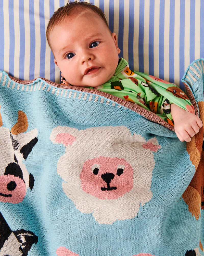 Farm Friends Cotton Knitted Blanket