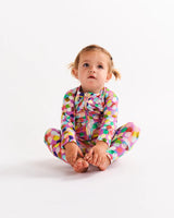 Confetti Pink Organic Long Sleeve Zip Romper