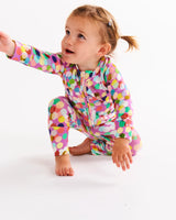 Confetti Pink Organic Long Sleeve Zip Romper