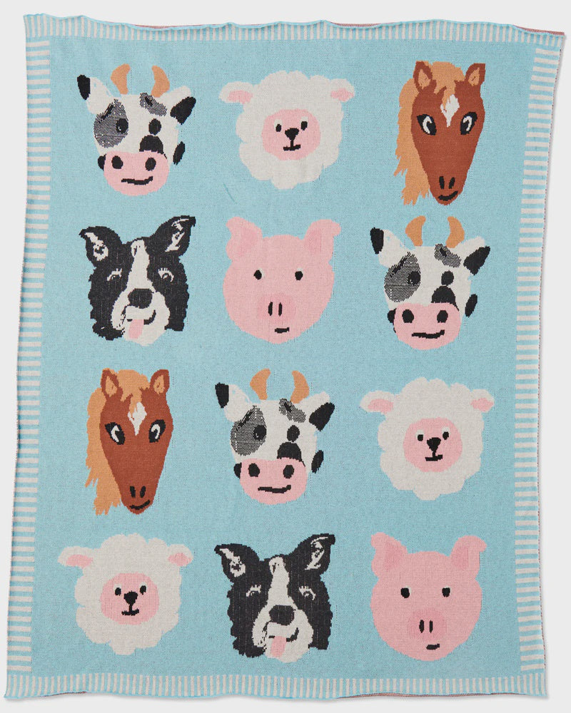 Farm Friends Cotton Knitted Blanket