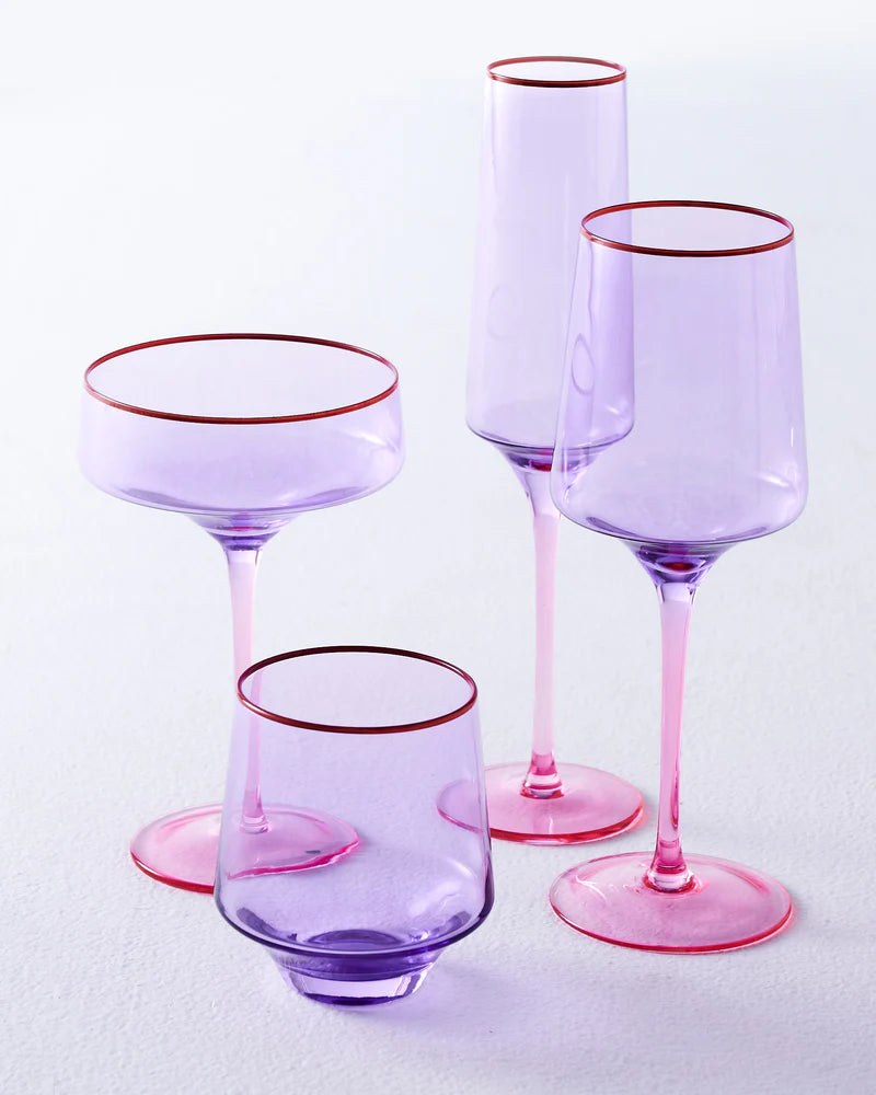 Lilac Colour Block Champagne Glass 2P Set