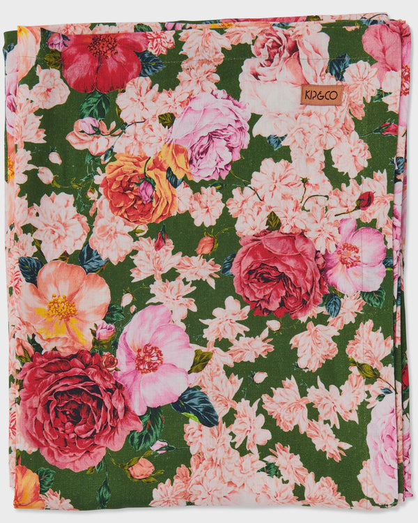 Rose Garden Rectangular Linen Tablecloth