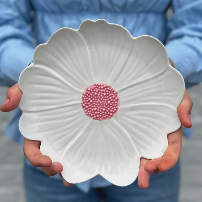 Small Flower Plate | White With Pink Centre