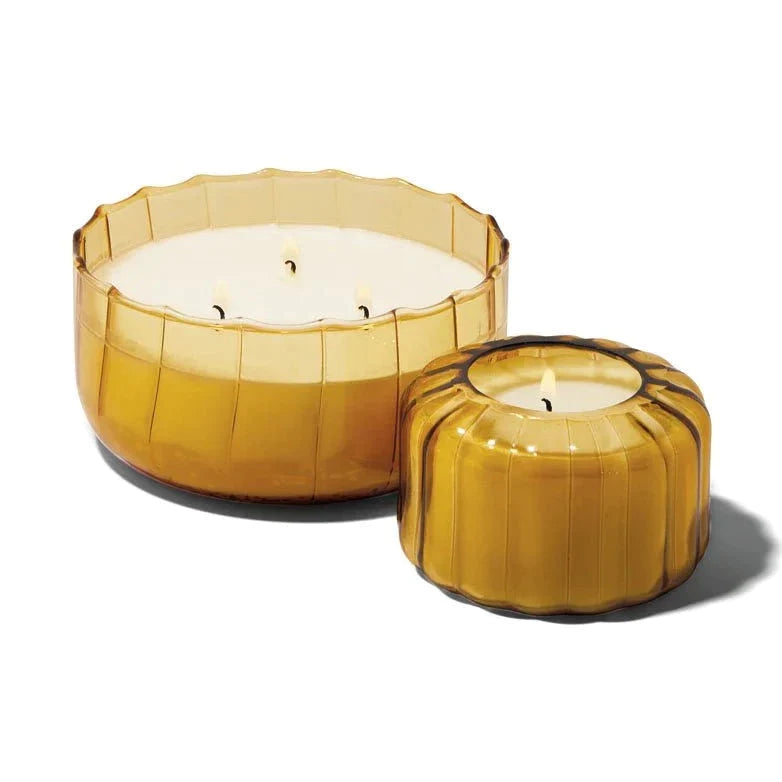 Ribbed Glass Candle - Golden Ember