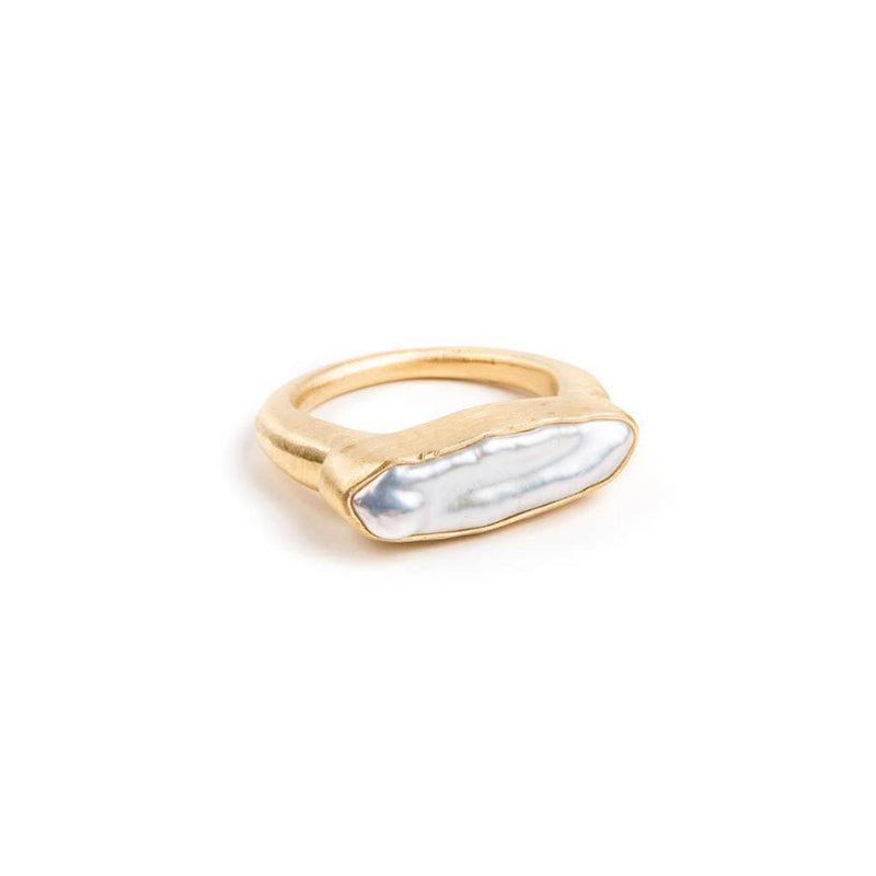 Pearl Bar Ring Gold - size 8