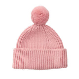 Peppi Rib Cotton Knit Hat Pom - Pink
