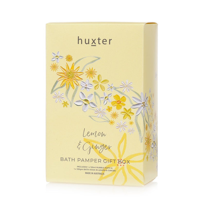 Bath Pamper M'Day Gift Box - Florals - Lemon & Ginger
