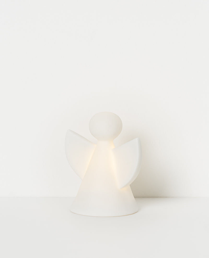 Capella LED porcelain angel white - sm H7cm
