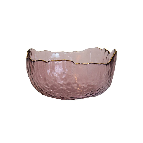 Hope glass plum pink gold rim bowl small
