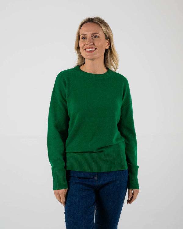 Luxe Rib Crew Neck Sweater - Green