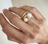 Double Pearl Ring Gold