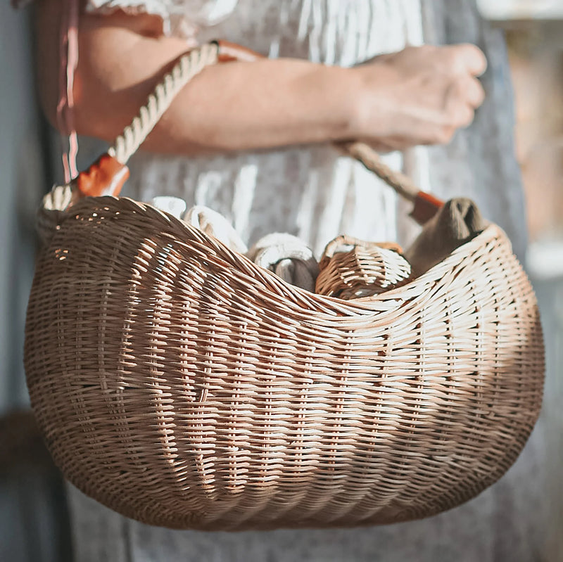 Half moon wicker bag clearance