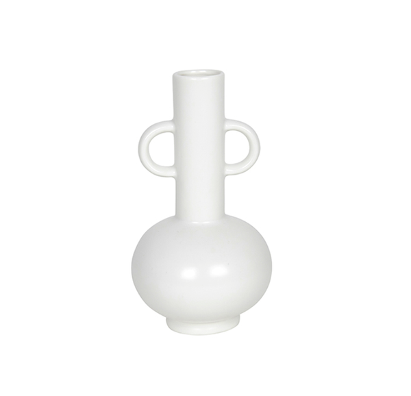 Kaniva Porcelain White Double Handle Vase - Tall