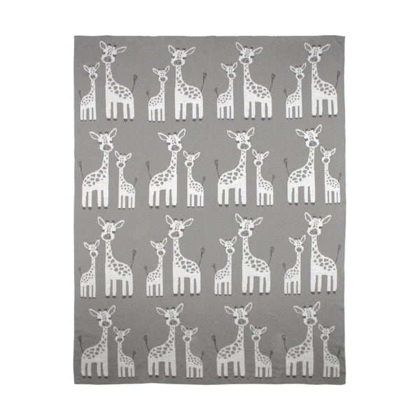 Knit Blanket - Giraffe & Baby