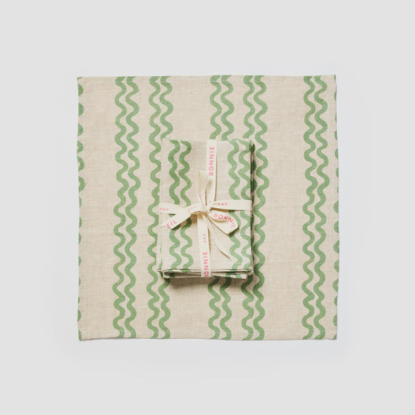 Double Waves Green Napkins (set of 6)